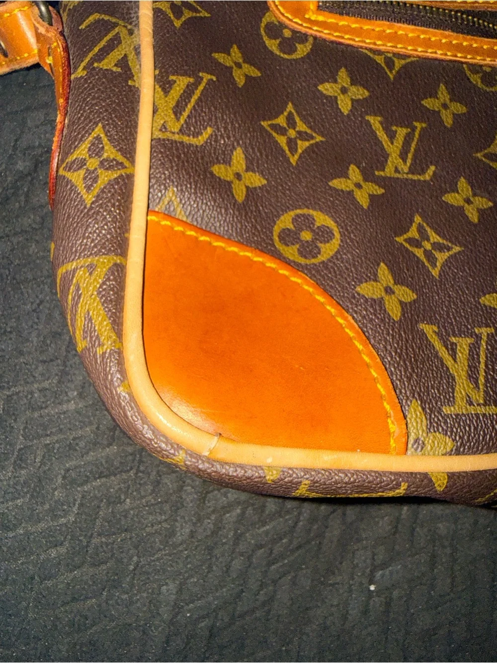 Louis Vuitton Monogram Canvas Messenger Bag with Tan Accents